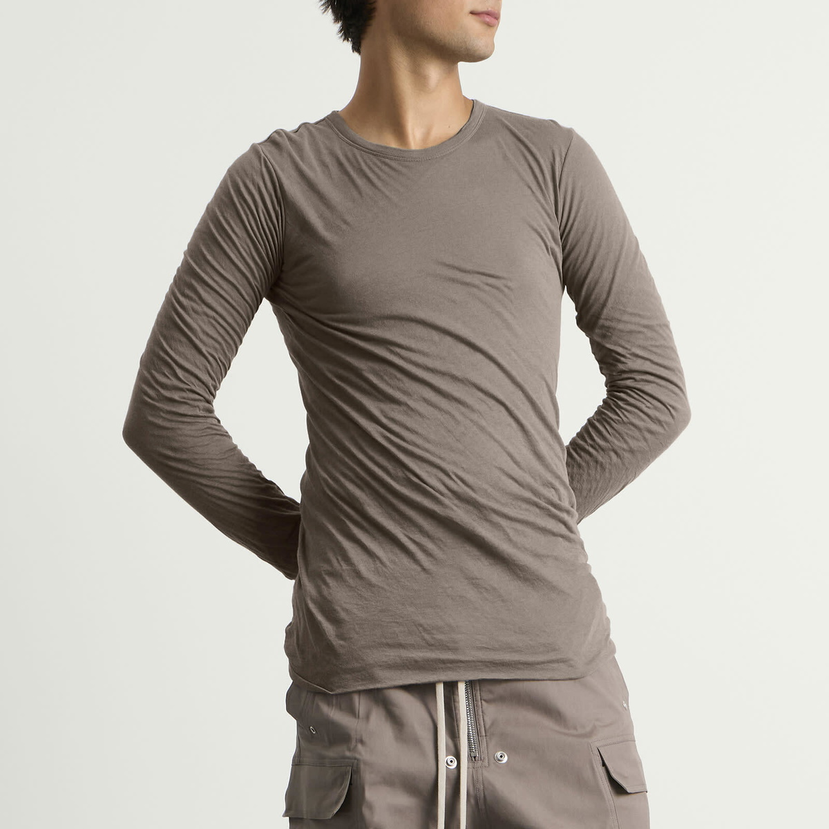 Rick Owens Men's Double Layer Long Sleeve T-Shirt in Dust