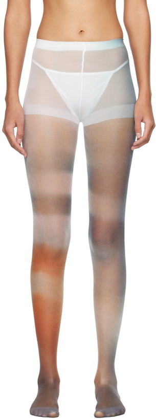 Photo: ISSEY MIYAKE Beige & Navy Light Leak Tights