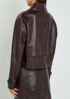 Joseph Blaise Cropped Leather Jacket Plum