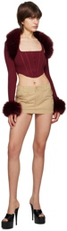 Danielle Guizio Burgundy Cropped Faux-Fur Bolero