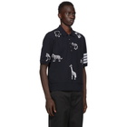 Thom Browne Navy Pique 4-Bar Chain Stitch Icon Polo