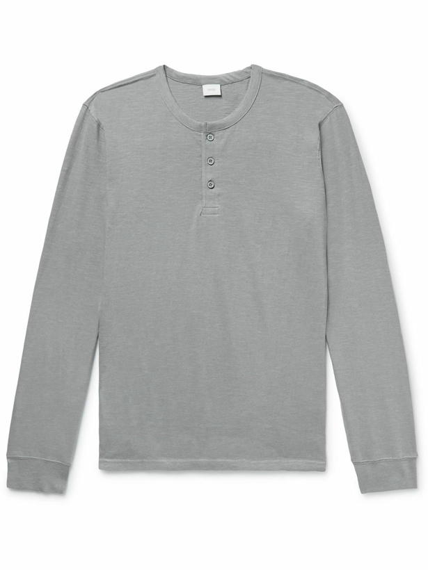 Photo: Onia - Slub Cotton-Jersey Henley T-Shirt - Gray