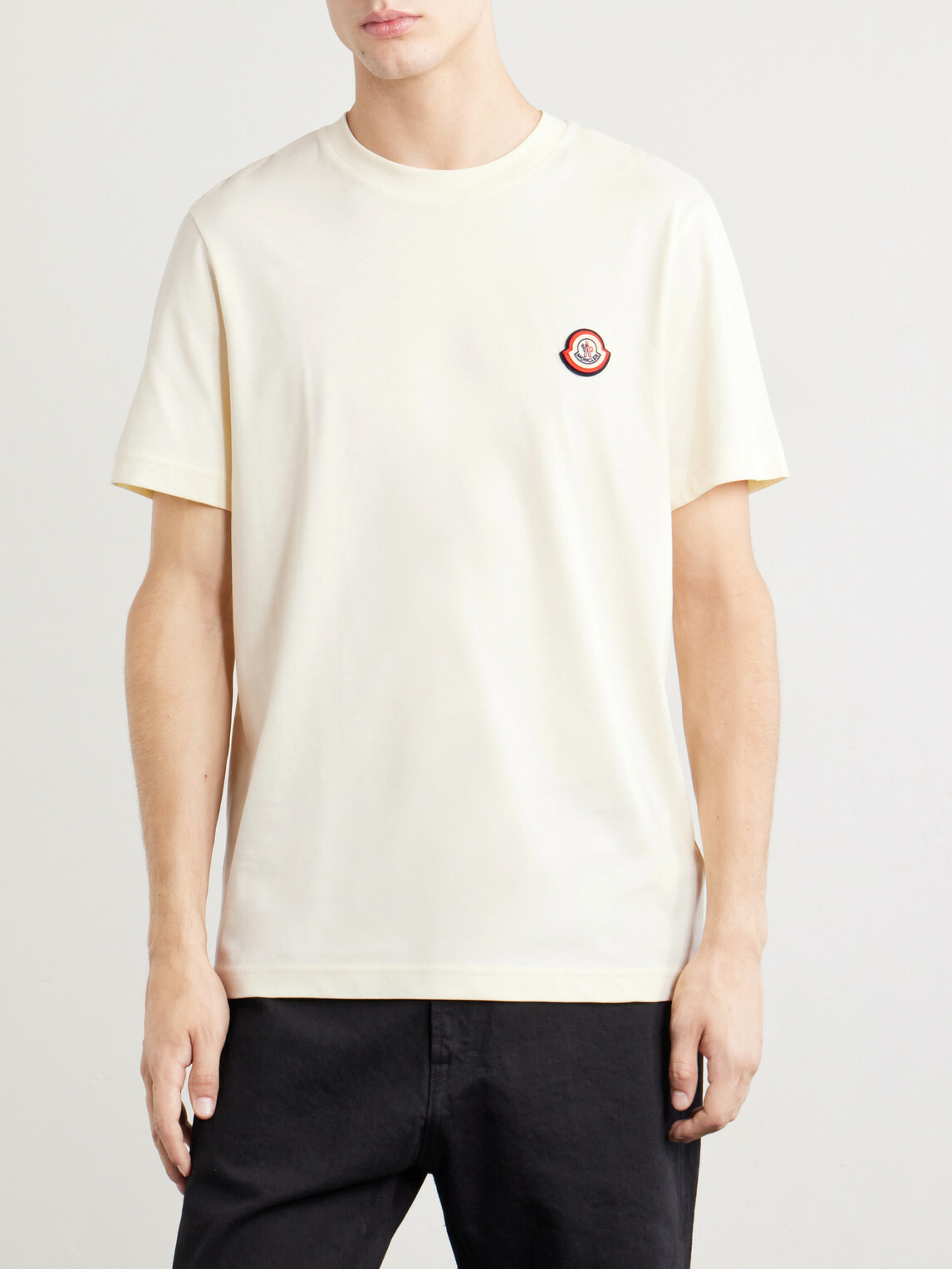 Moncler - Logo-Appliqué Cotton-Jersey T-Shirt - Neutrals