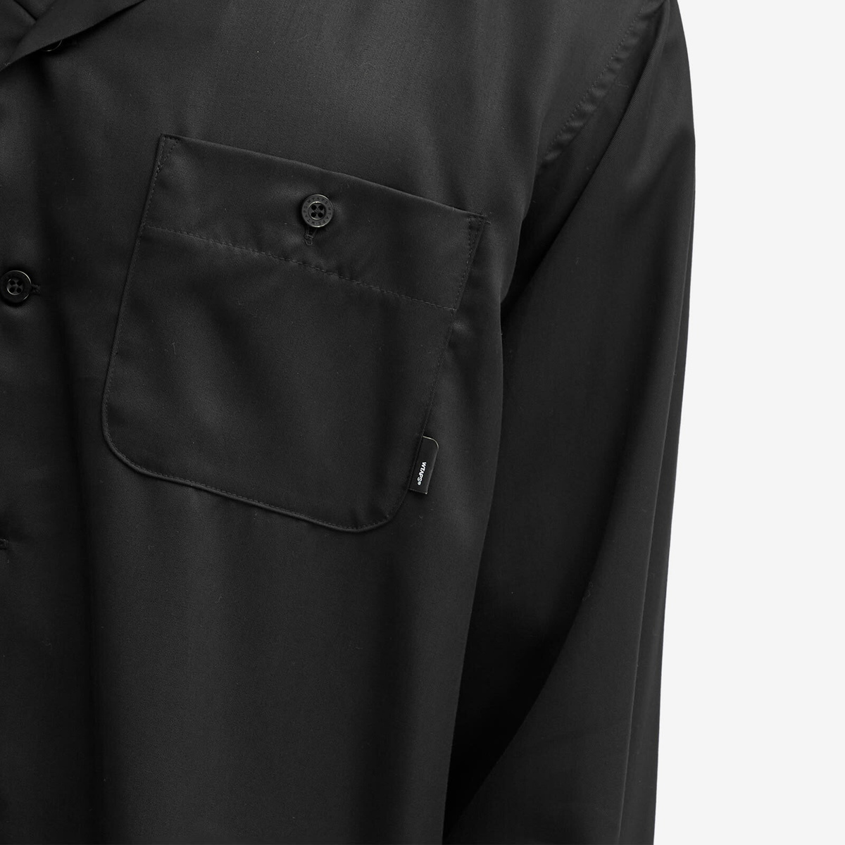 WTAPS Men's 08 Open Collar Chain Stitch Shirt in Black WTAPS