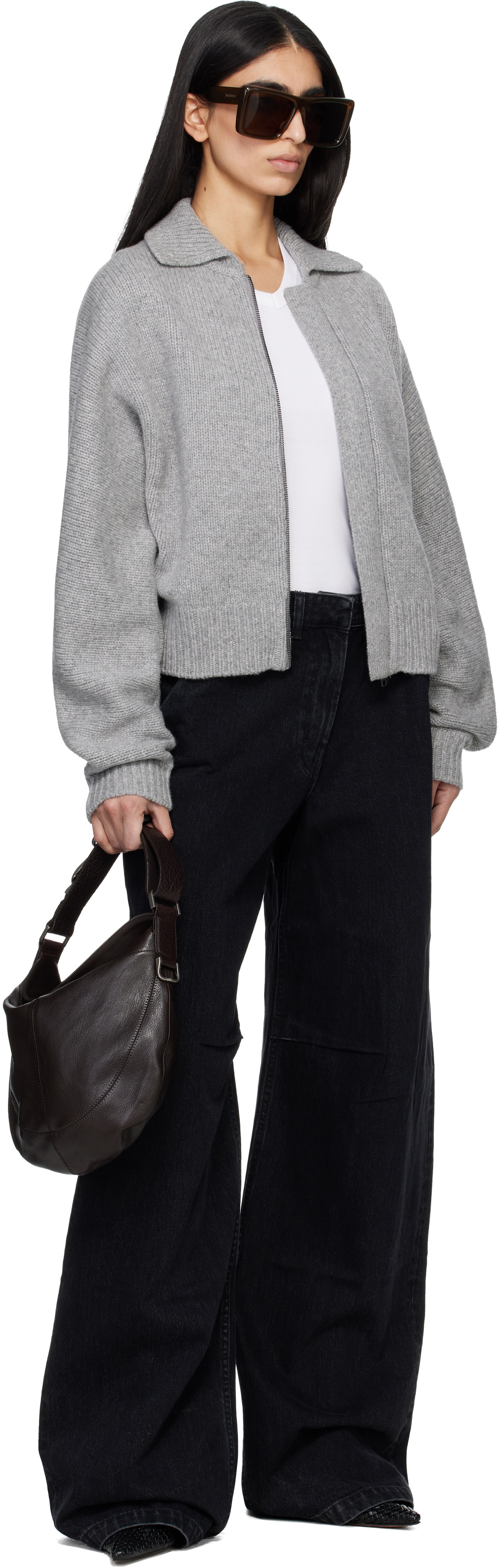Entire Studios Gray Marla Bomber Cardigan