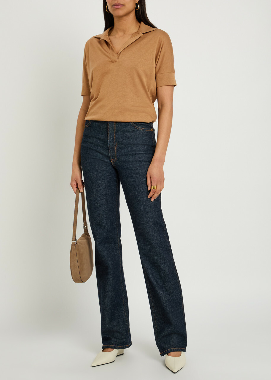 Herno Fine-knit Polo top Camel
