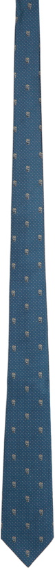 Photo: Alexander McQueen Blue & Grey Polka Dot Skull Tie