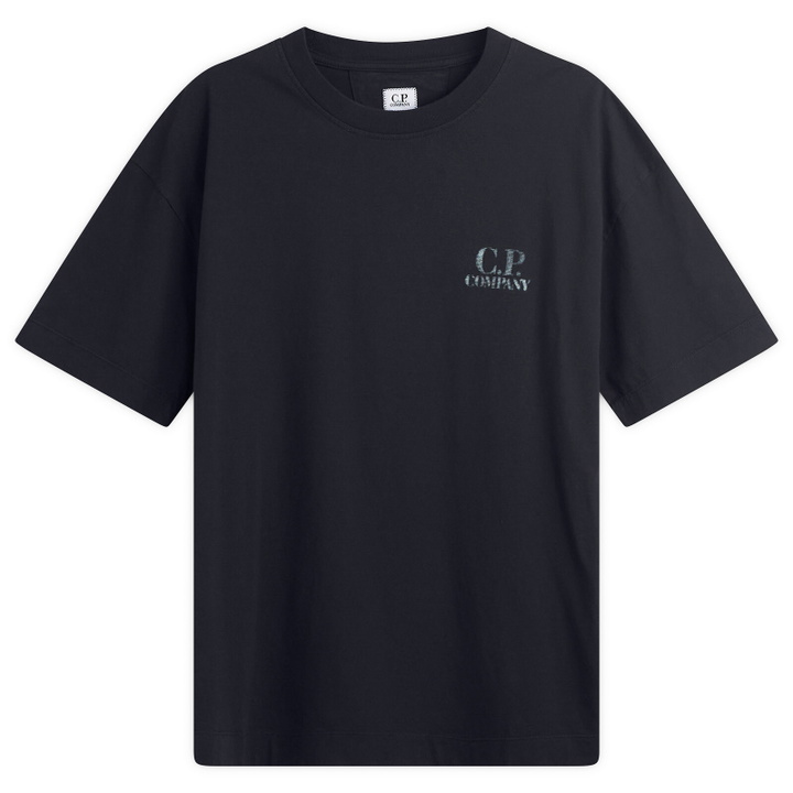 Photo: C.P. Company Men's 30/1 Jersey Comfort Logo T-Shirt in Total Eclipse