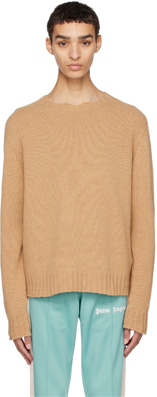 Photo: Palm Angels Beige Curved Sweater