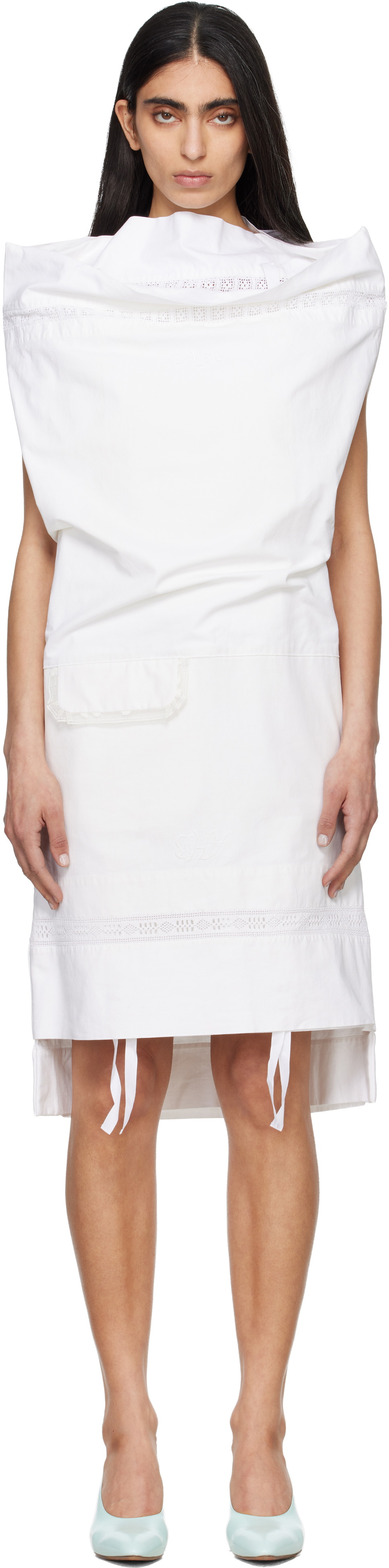 HODAKOVA White Open Pillow Case Midi Dress