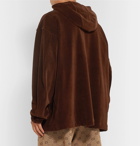 Gucci - Oversized Logo-Appliquéd Cotton-Blend Velvet Half-Zip Track Jacket - Brown