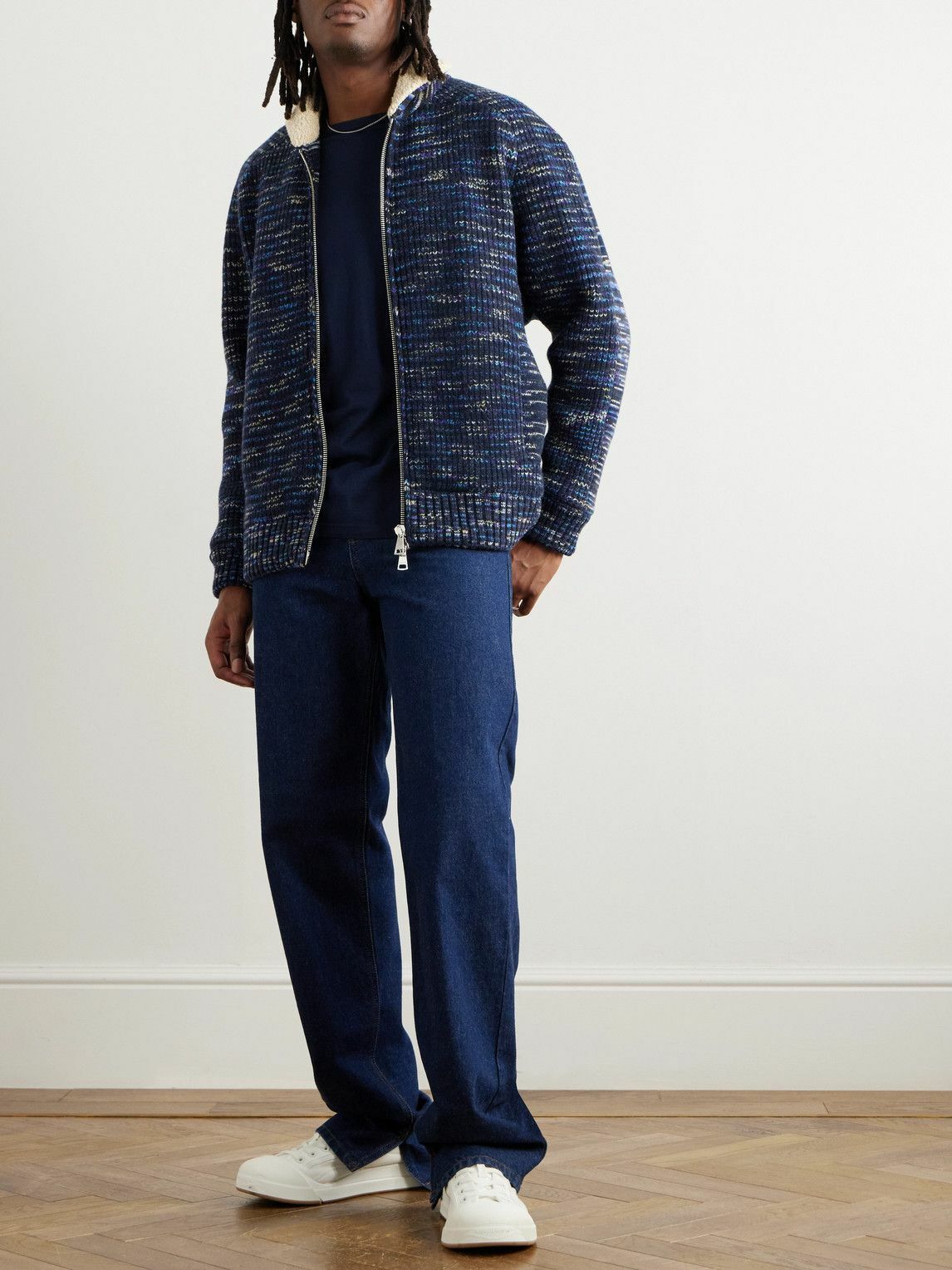 Missoni - Fleece-Trimmed Padded Space-Dyed Wool Jacket - Blue