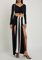 Nensi Dojaka Colour-blocked Stretch-jersey Maxi Skirt Black And White