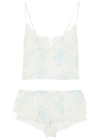 Skims Romance Sheer Bow-print Silk Pyjama set White