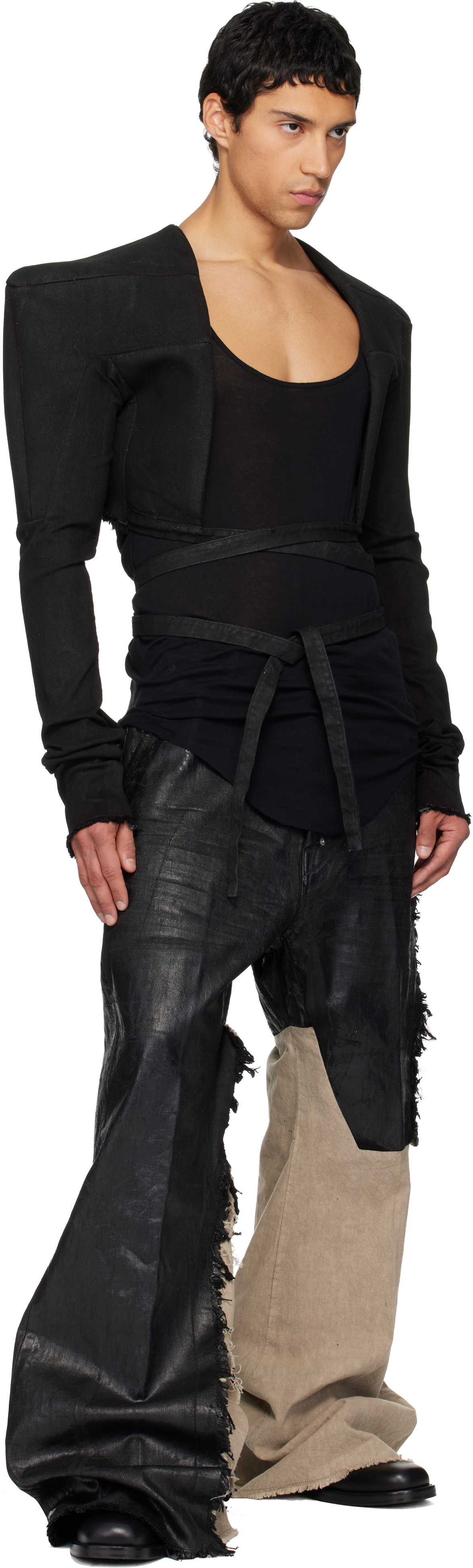 Rick Owens Black Concordians Tight Denim Jacket