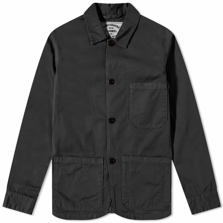 Photo: Portuguese Flannel Men's Labura Chore Jacket in Black