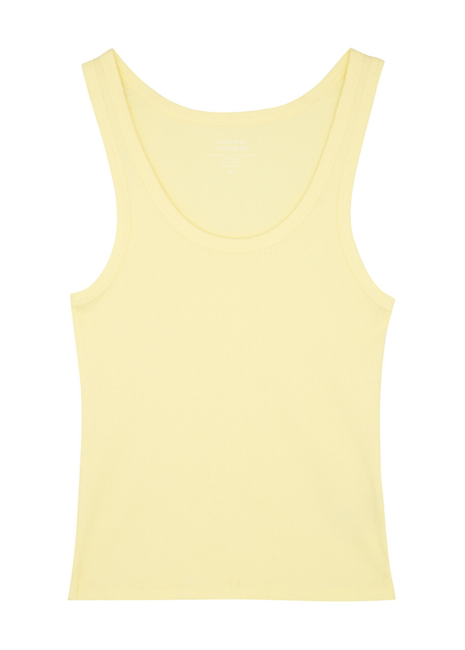Colorful Standard Ribbed Stretch-cotton Tank Yellow