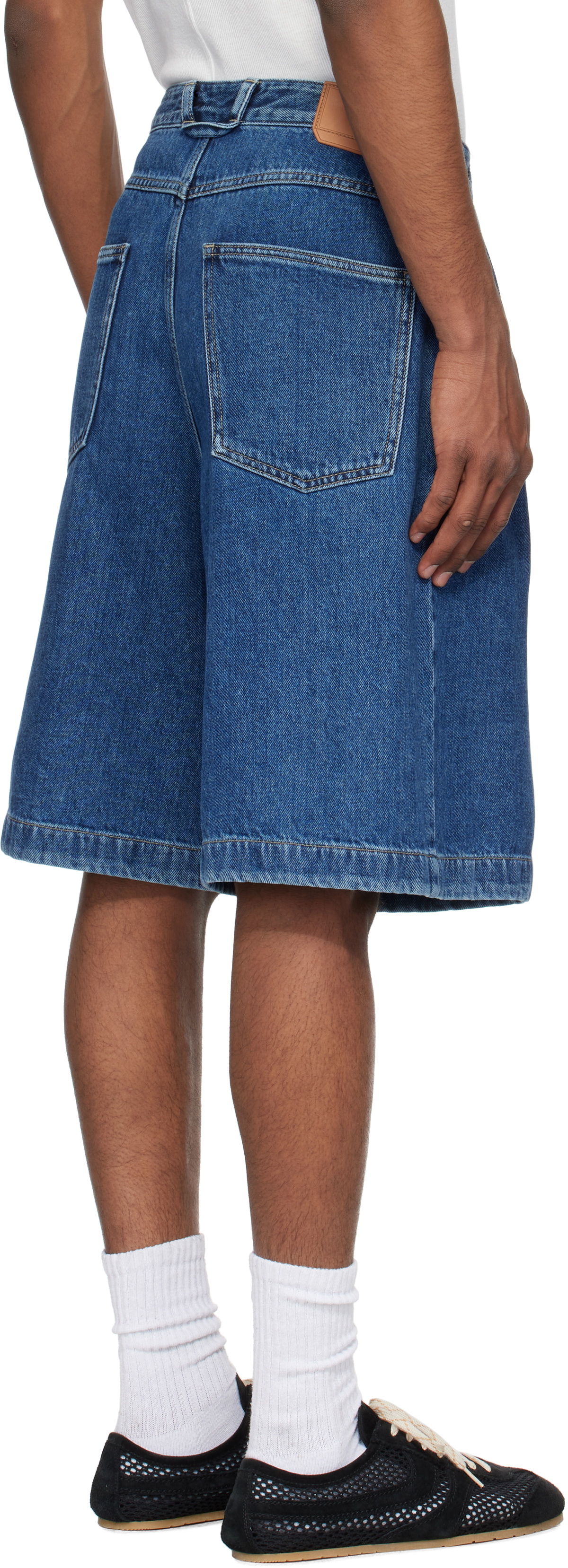 Solid Homme Blue Pleated Denim Shorts