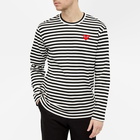 Comme des Garçons Play Men's Long Sleeve Heart Logo Stripe T-Shirt in Black/White