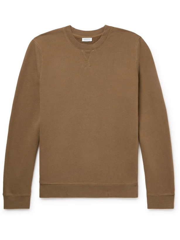 Photo: Sunspel - Brushed Loopback Cotton-Jersey Sweatshirt - Brown