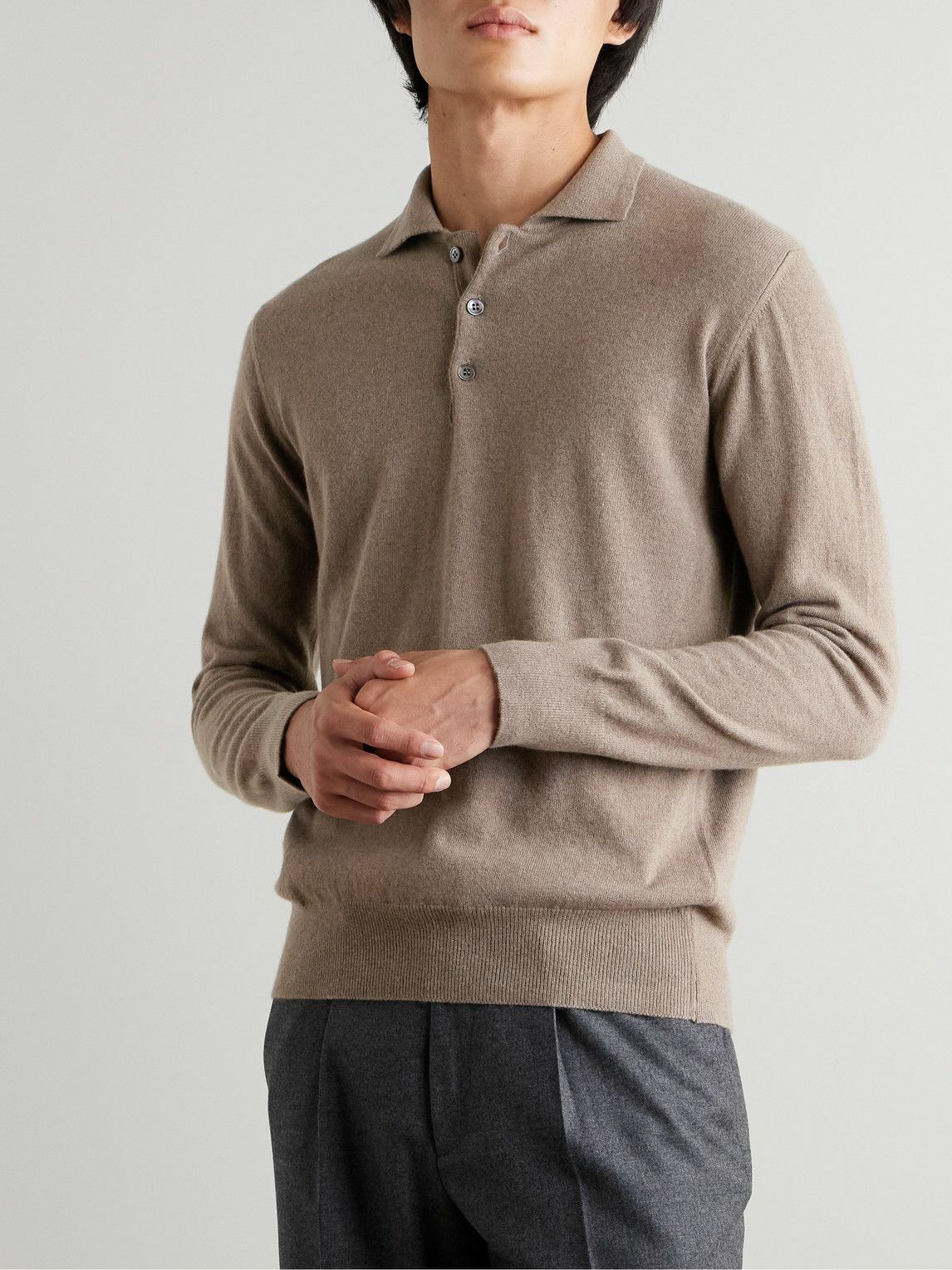 Kingsman - Wade Merino Wool and Cashmere-Blend Polo Shirt - Neutrals