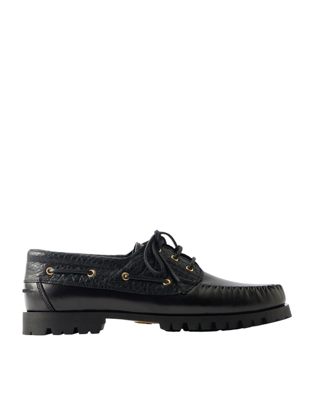 Photo: VINNY's - Aztec Leather Boat Shoes - Black