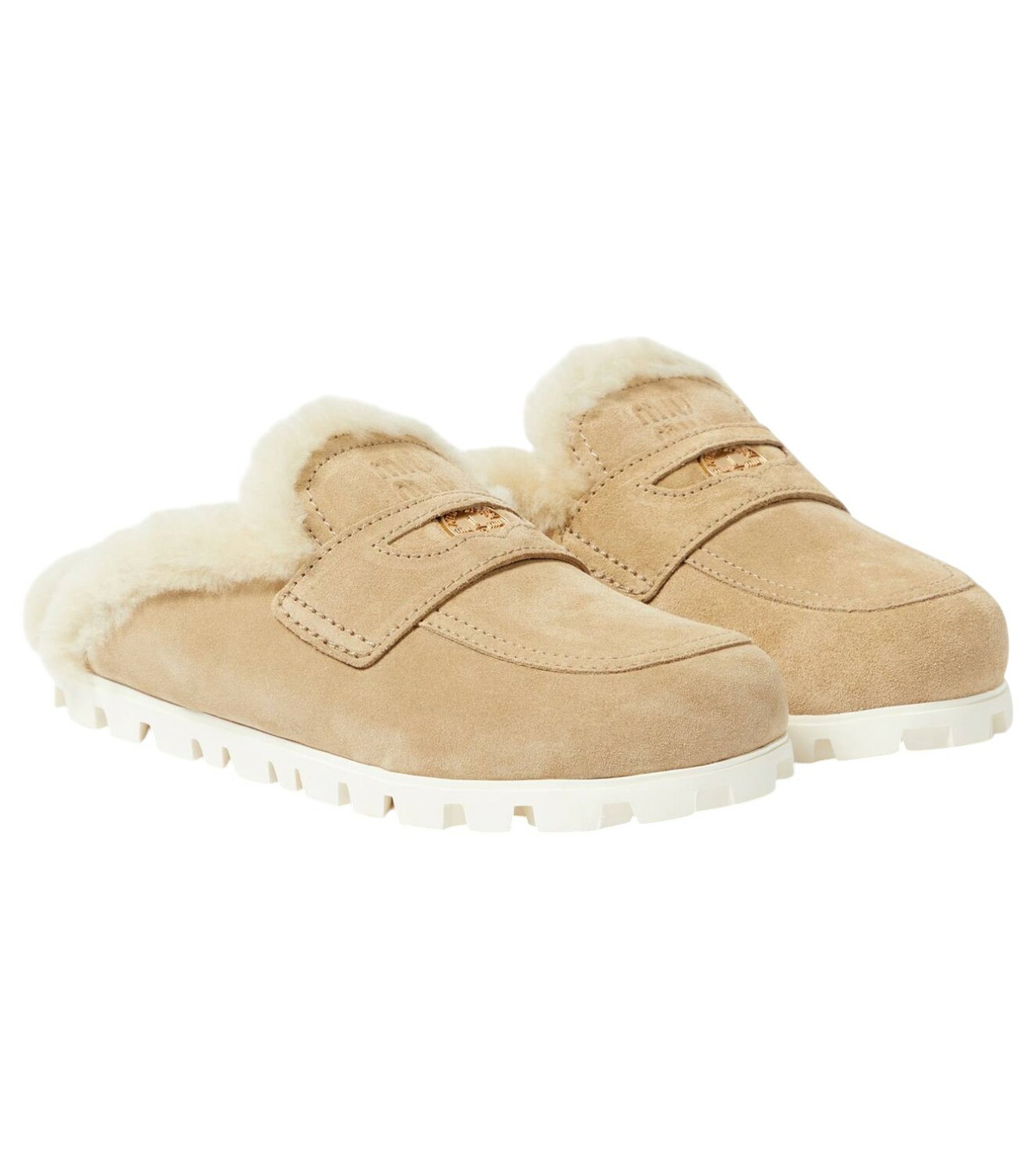 サンダル・ミュール Miu Miu Olive Green Suede Slippers Miu Miu Olive Green Suede Slippers Miu Miu