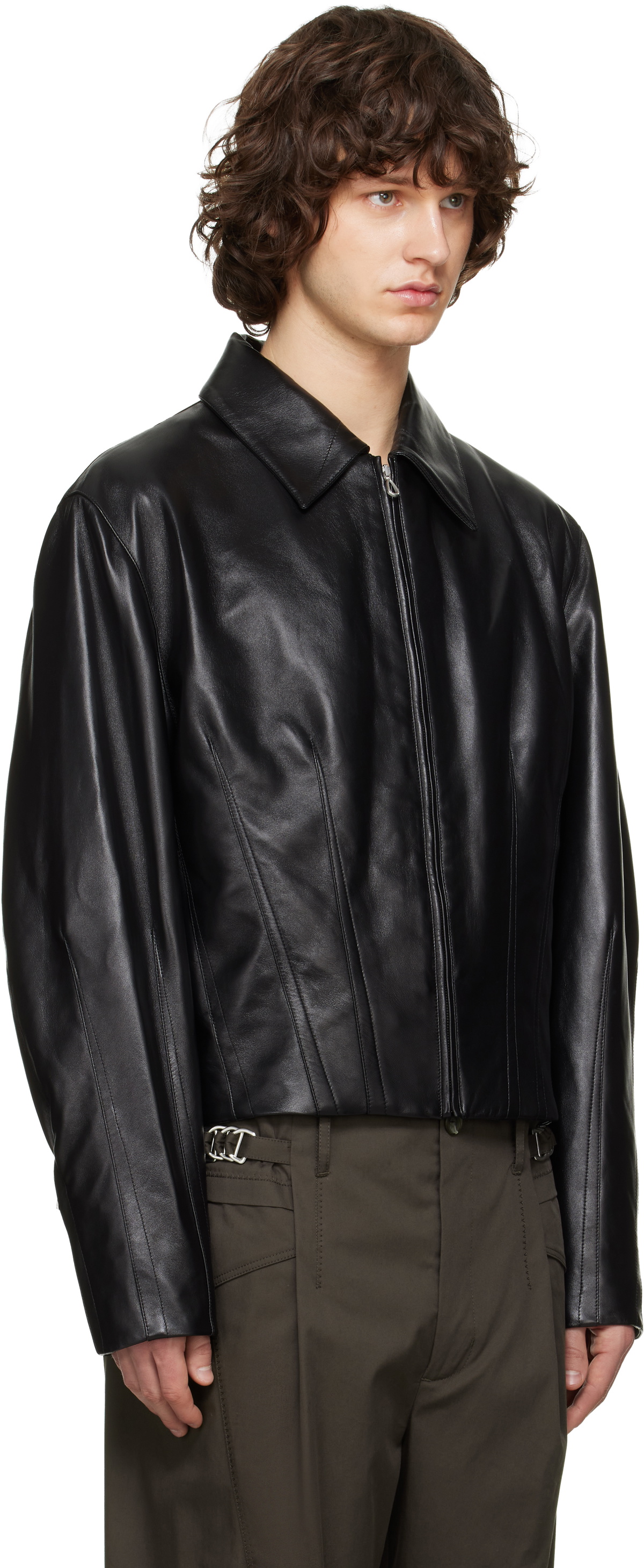 Kiko Kostadinov Black Lur Leather Jacket