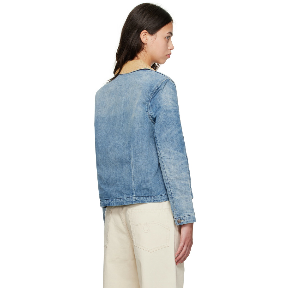 R13 Blue Cropped Denim Chore Jacket