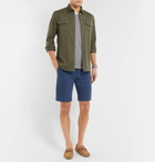 Altea - Slim-Fit Over-Dyed Striped Linen and Cotton-Blend Shorts - Men - Blue