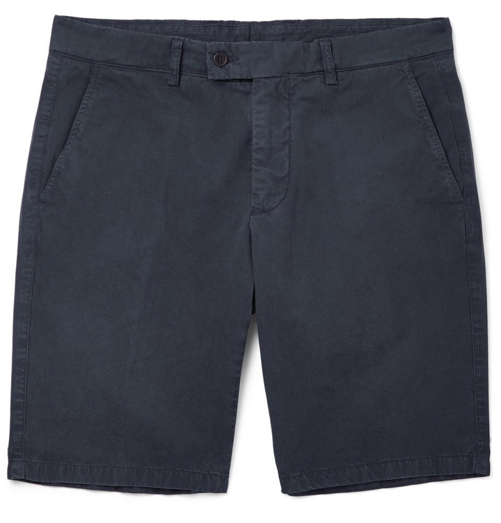 Photo: Aspesi - Slim-Fit Washed Cotton-Twill Shorts - Men - Navy