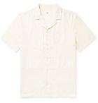 Folk - Overlay Camp-Collar Garment-Dyed Slub Linen and Cotton-Blend Shirt - Neutrals