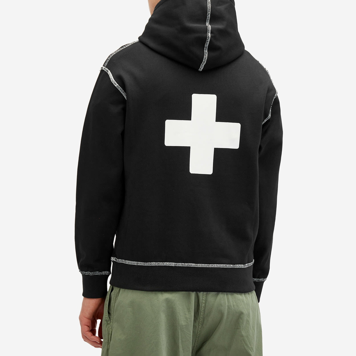 PLACES+FACES Men's Contrast Stitch Hoodie in Black