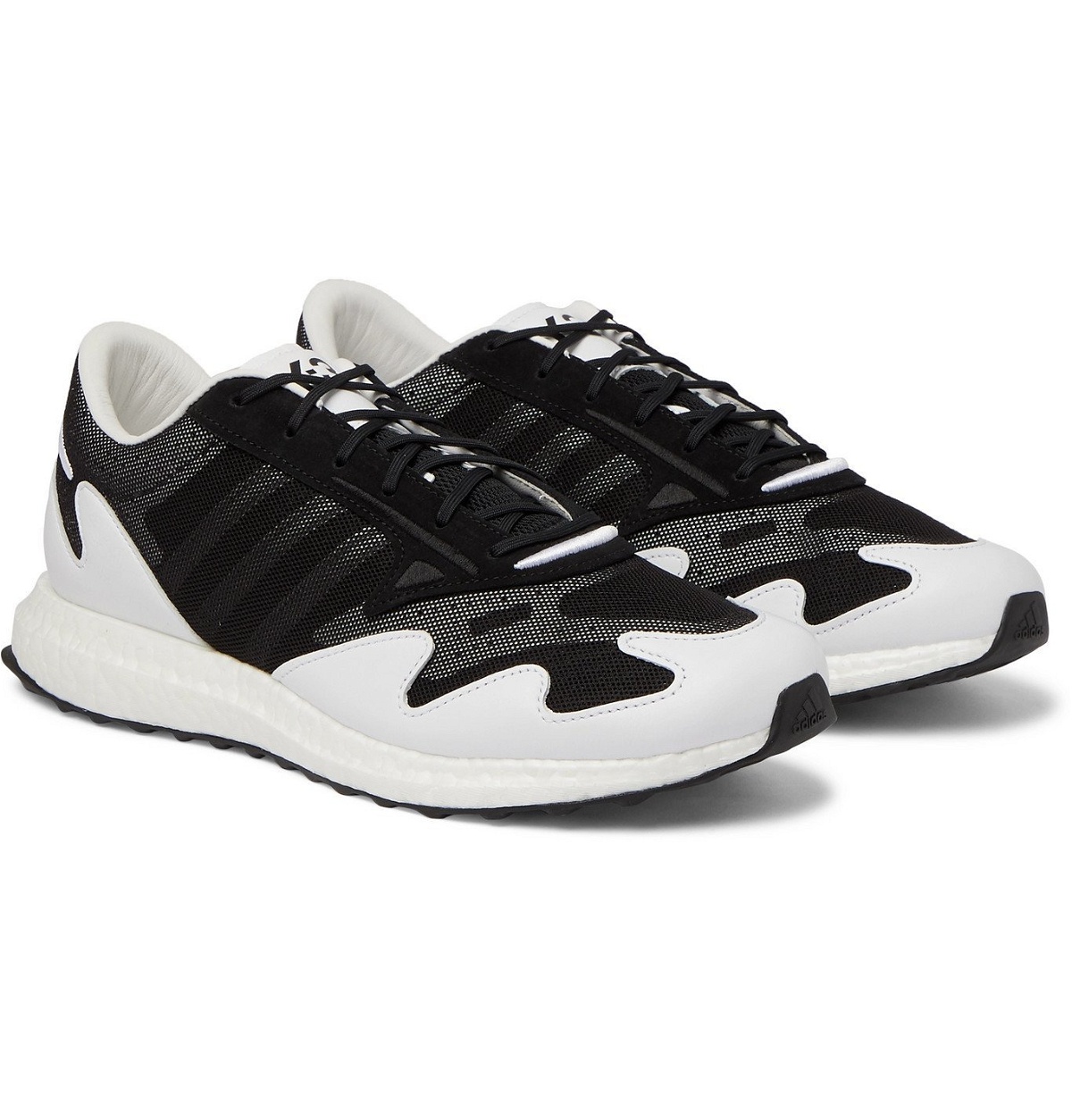 Y-3 - Rhisu Run Leather and Suede-Trimmed Mesh Sneakers - Black Y-3