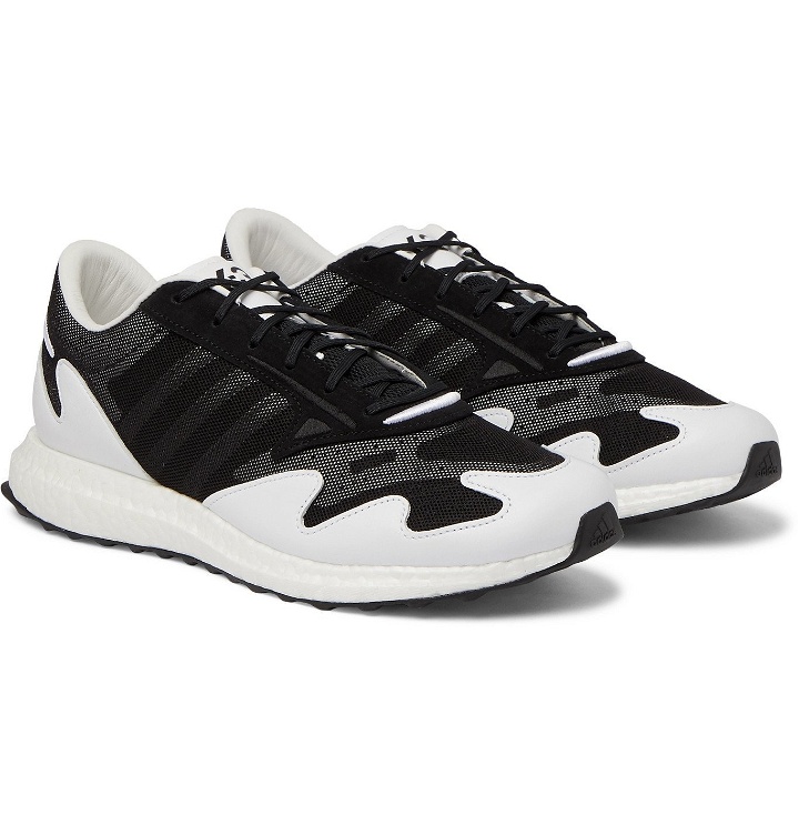 Photo: Y-3 - Rhisu Run Leather and Suede-Trimmed Mesh Sneakers - Black