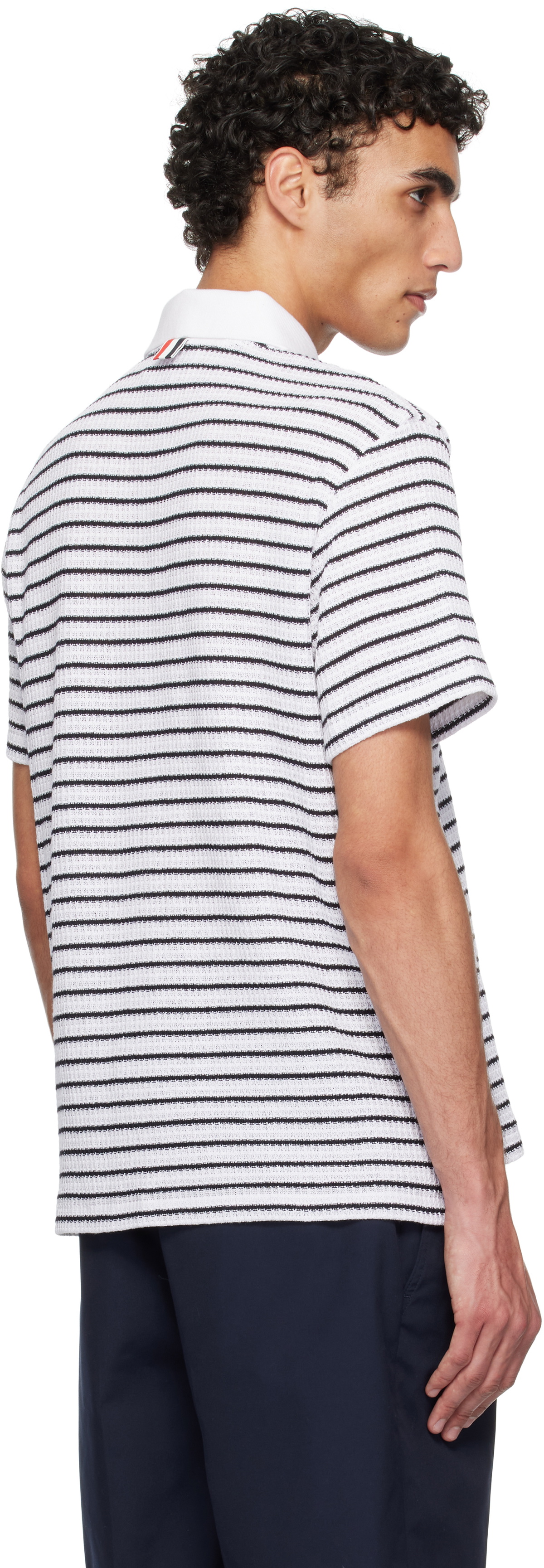 Thom Browne White & Navy Short Sleeve Button Down Shirt
