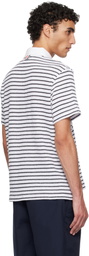 Thom Browne White & Navy Short Sleeve Button Down Shirt