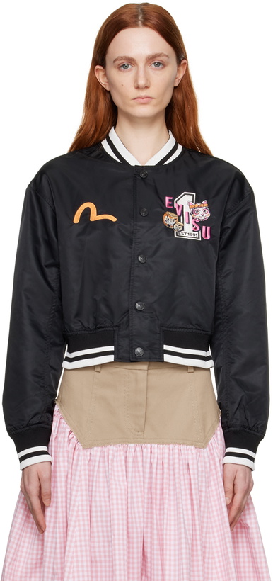 Photo: Evisu Black Fortune Cat Drumming Bomber Jacket
