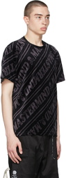 mastermind WORLD Black & Grey Velour Diagonal T-Shirt