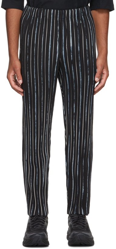 Photo: Homme Plissé Issey Miyake Black Pastel Stripe Trousers