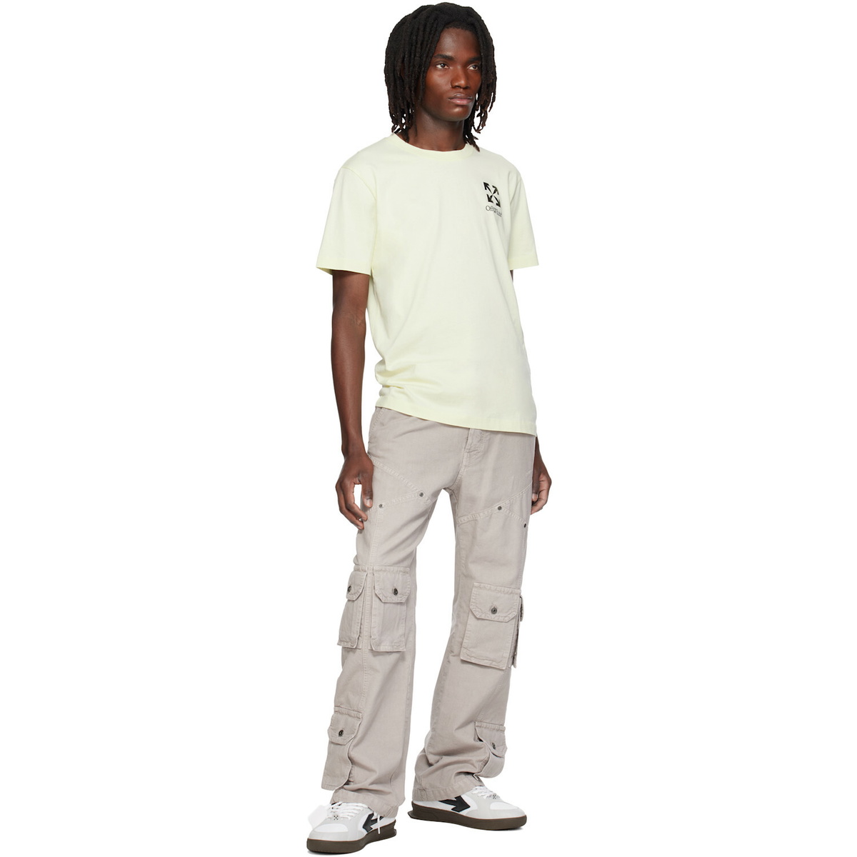 Off-White Gray Garment-Dyed Multi-Pocket Relaxed Cargo Pants