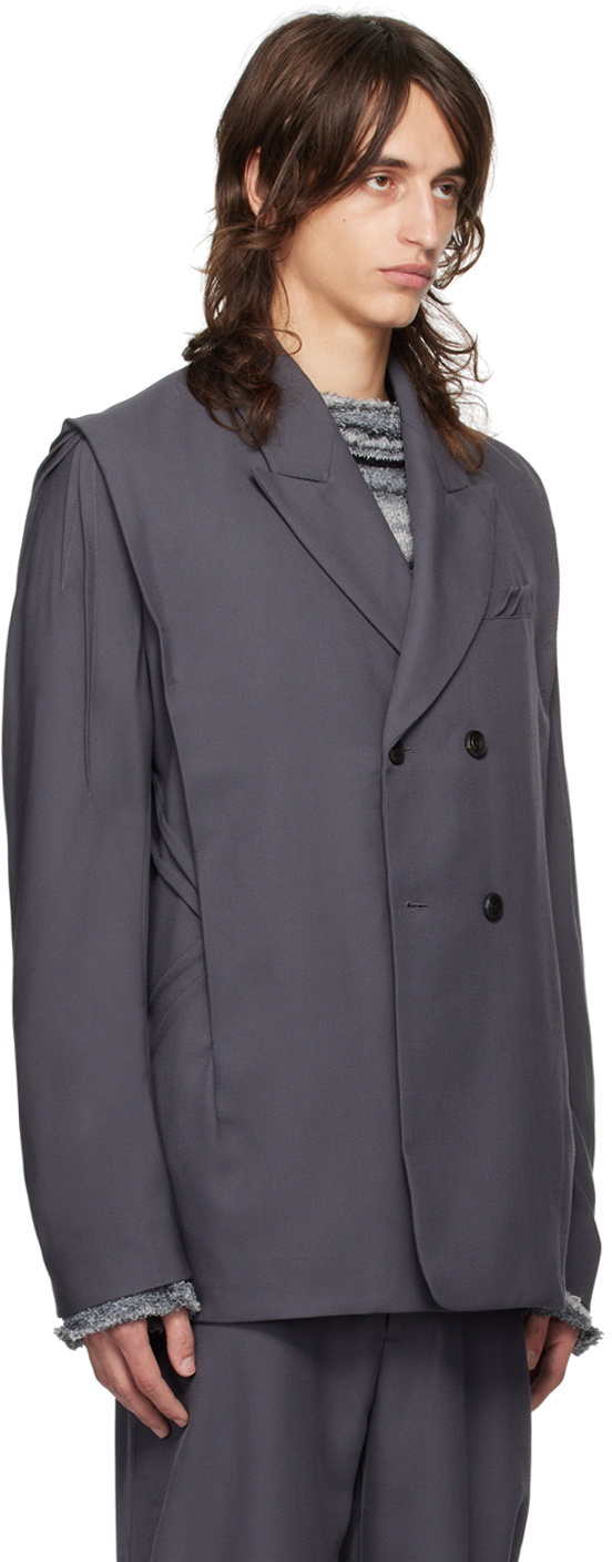 Kiko Kostadinov Gray Ohne K-Dart Blazer Kiko Kostadinov Kiko Kostadinov Gray Ohne K-Dart Blazer Kiko Kostadinov