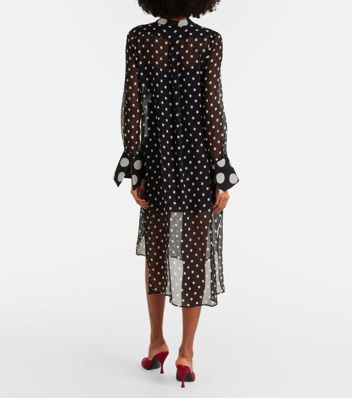 Nina Ricci Polka-dot semi-sheer silk midi dress