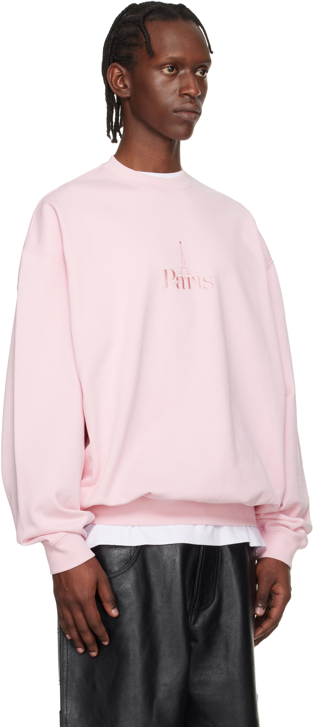 VETEMENTS Pink 'Paris' Embroidered Sweatshirt