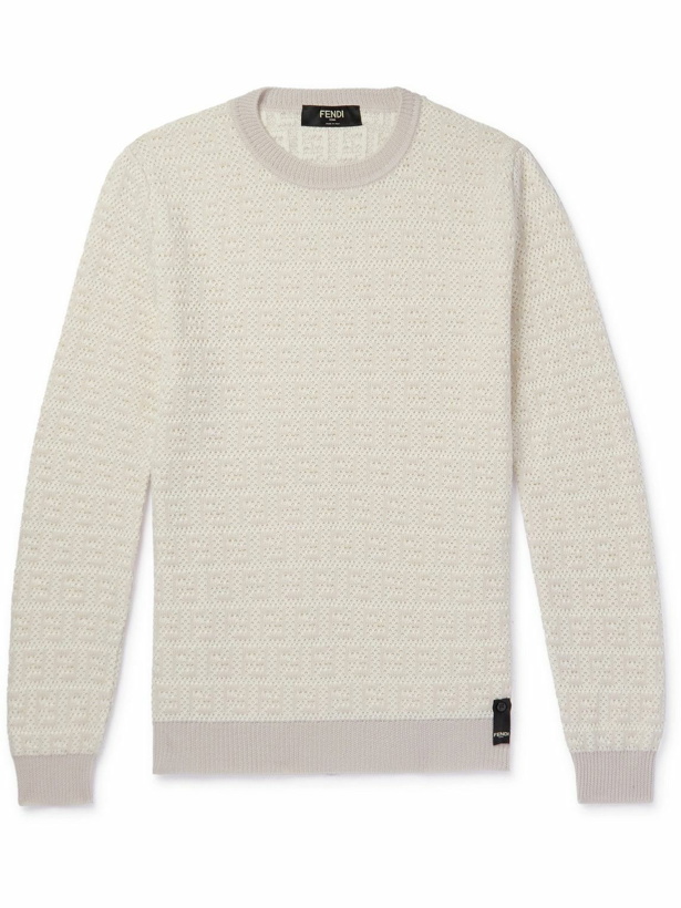 Photo: Fendi - Logo-Intarsia Wool, Cotton and Cashmere-Blend Sweater - White