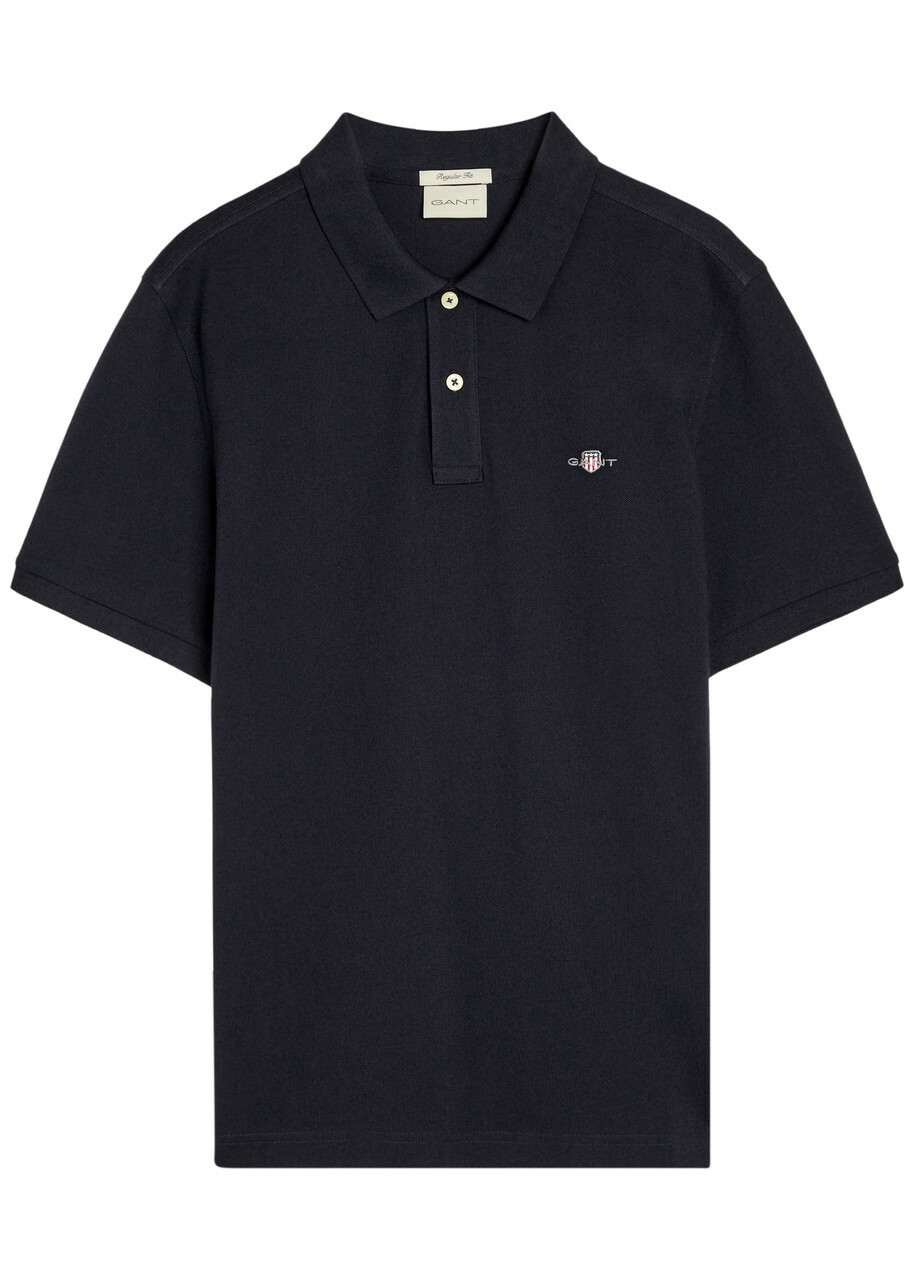 Gant Logo-embroidered Piqué Cotton Polo Shirt Navy