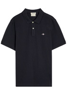 Gant Logo-embroidered Piqué Cotton Polo Shirt Navy