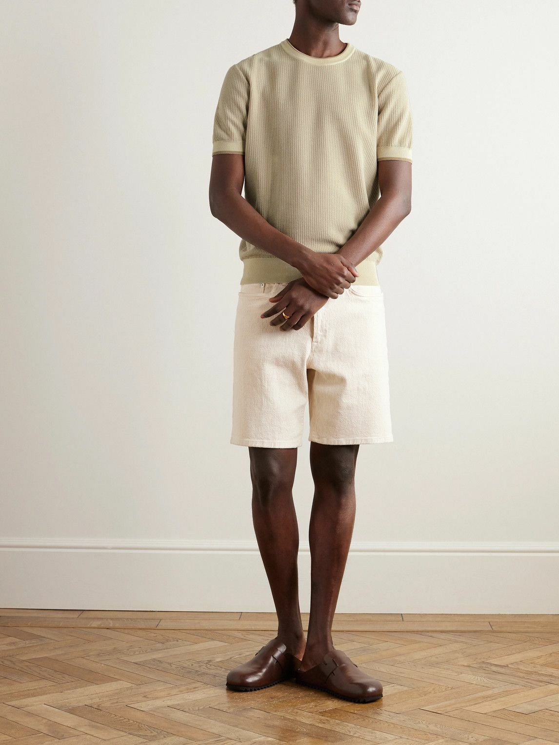 PIACENZA 1733 - Waffle-Knit Cotton T-Shirt - Neutrals