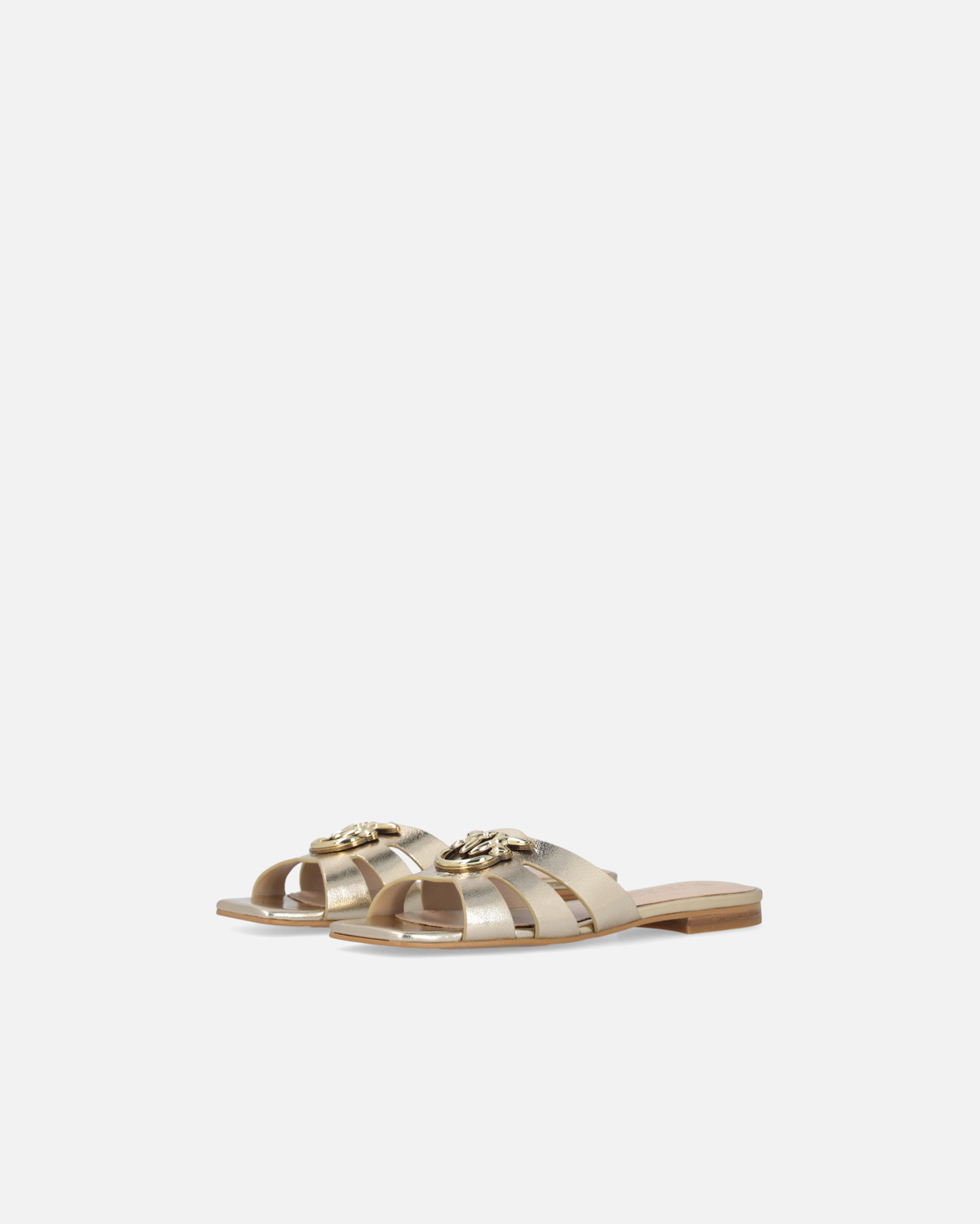 Pinko Open Slip Ons In Laminated Nappa Leather Platinum