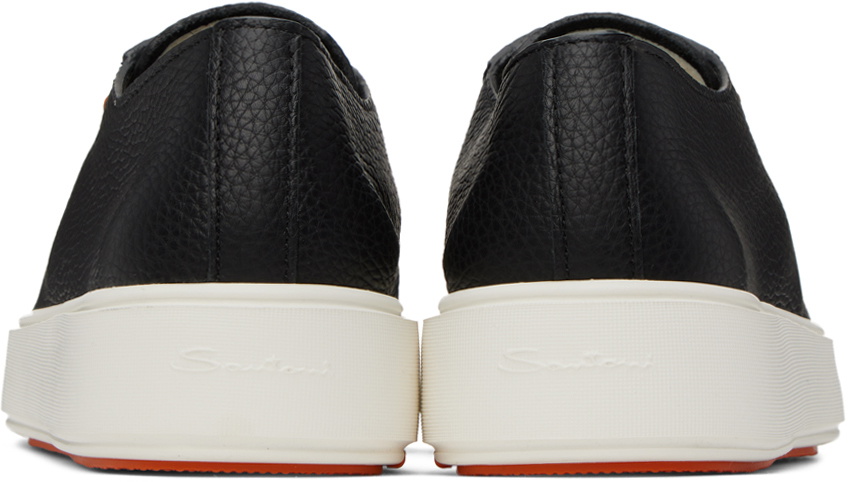 Santoni Black Tumbled Sneakers